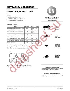 MC74ACT08NG datasheet  